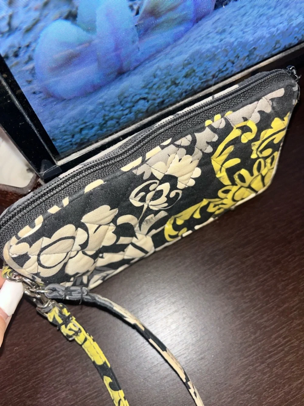 Vera Bradley Black, Yellow & White Quilted Floral Wristlet - Picture 3 of 3